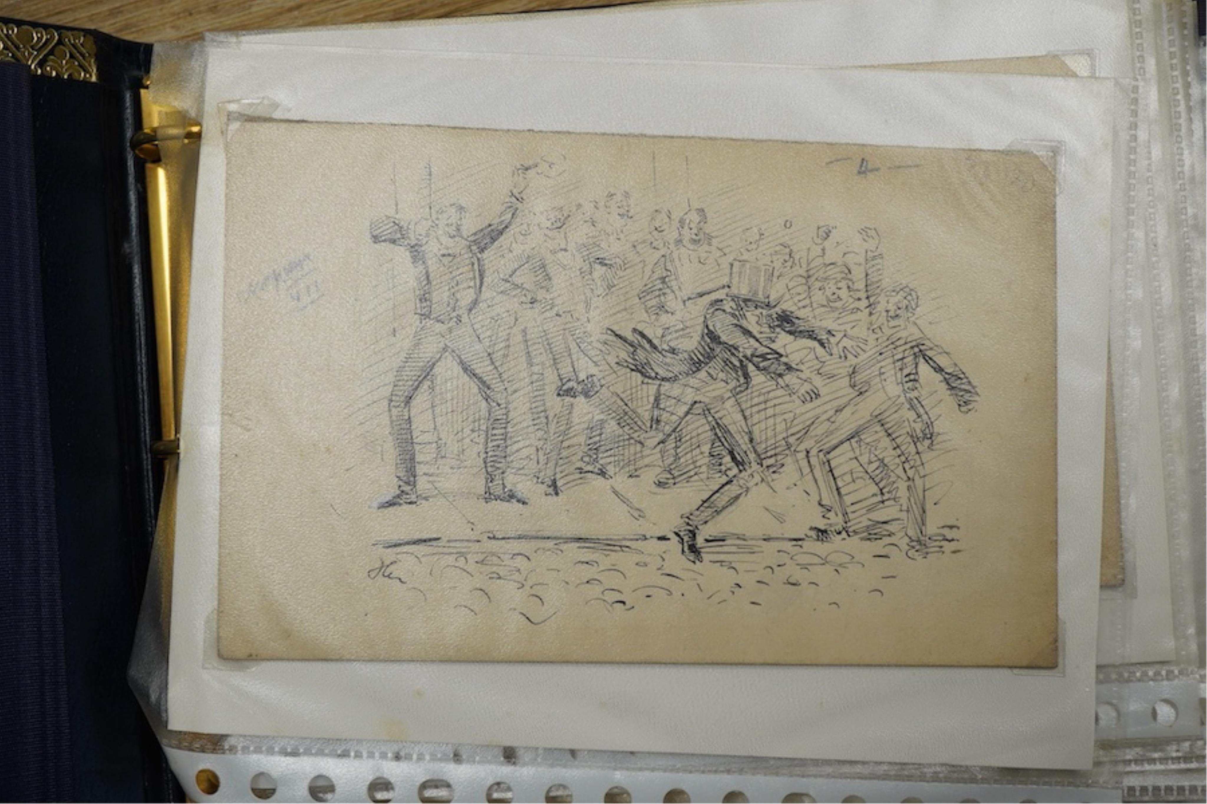 George Finch Mason (1850-1915), a large collection of predominantly ink sketches, mostly horse racing interest and portrait caricatures, many arranged in albums to include 'The donkey beats the duke' and 'When diamonds w